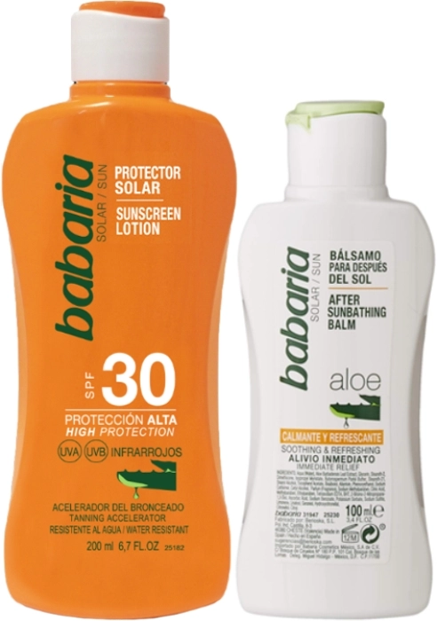 Set Protector Solar SPF30 200ml + Bálsamo Para Después Del Sol 100ml Set Protector Solar SPF30 200ml + Bálsamo Para Después Del Sol 100ml