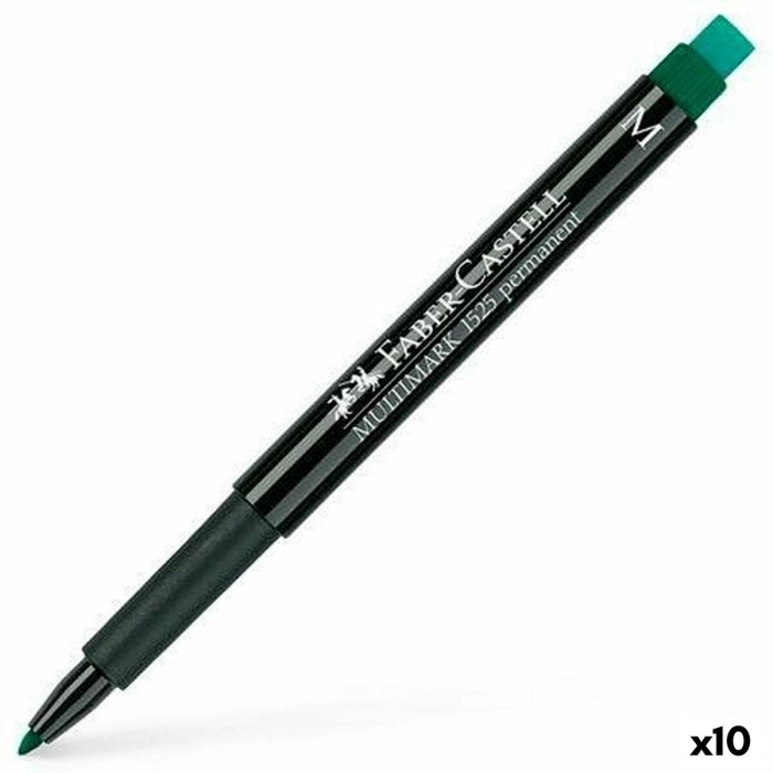 Rotulador permanente Faber-Castell Multimark 1525 M Verde (10 Unidades)