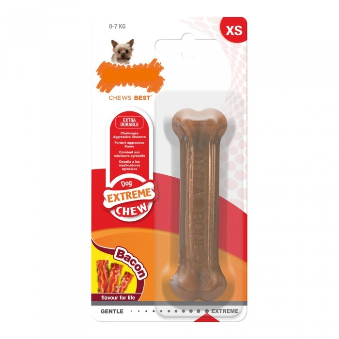 Mordedor de perro Nylabone Dura Chew Bacon Nylon Talla XS