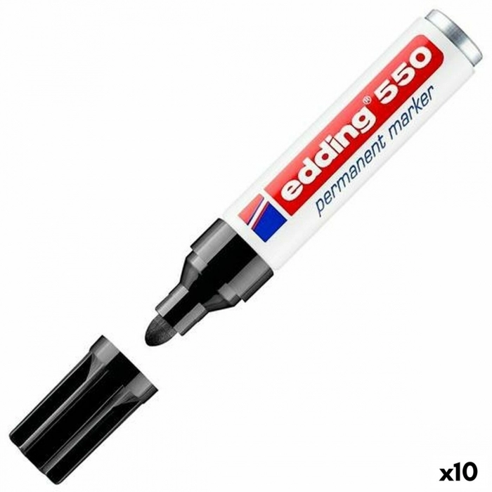 Rotulador permanente Edding 550 Negro 10 Unidades