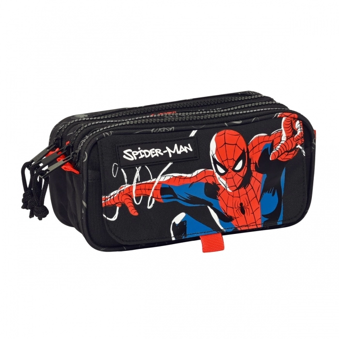 Portatodo Triple Spiderman Hero Negro (21,5 x 10 x 8 cm)