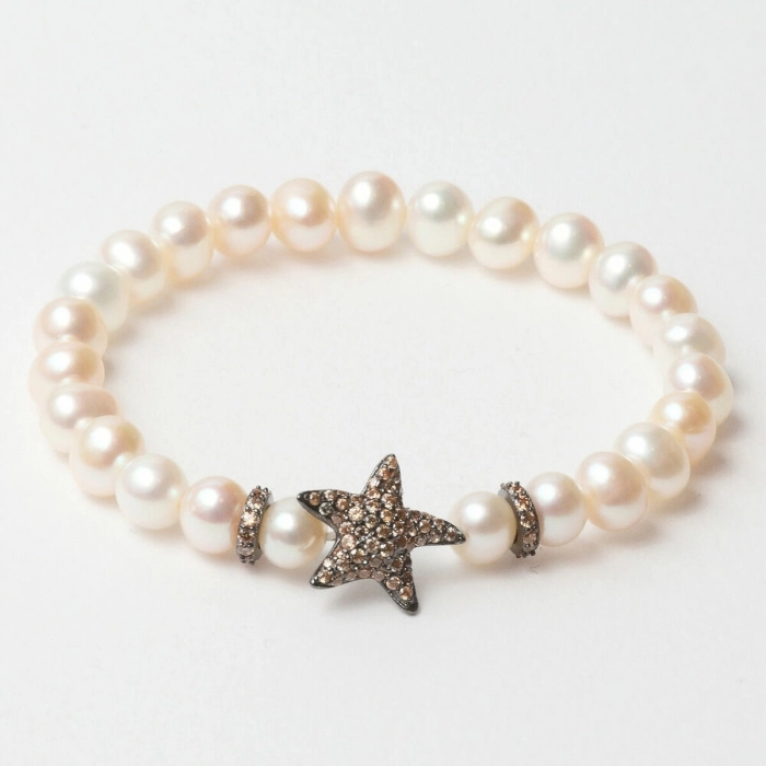 Pulsera Mujer Lancaster JLA-BR-STAR-4-WH Marrón Blanco Plata de ley 16 mm