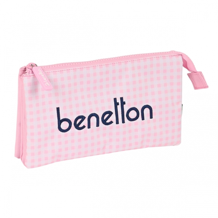 Portatodo Triple Benetton Vichy Rosa (22 x 12 x 3 cm) Portatodo Triple Benetton Vichy Rosa (22 x 12 x 3 cm)