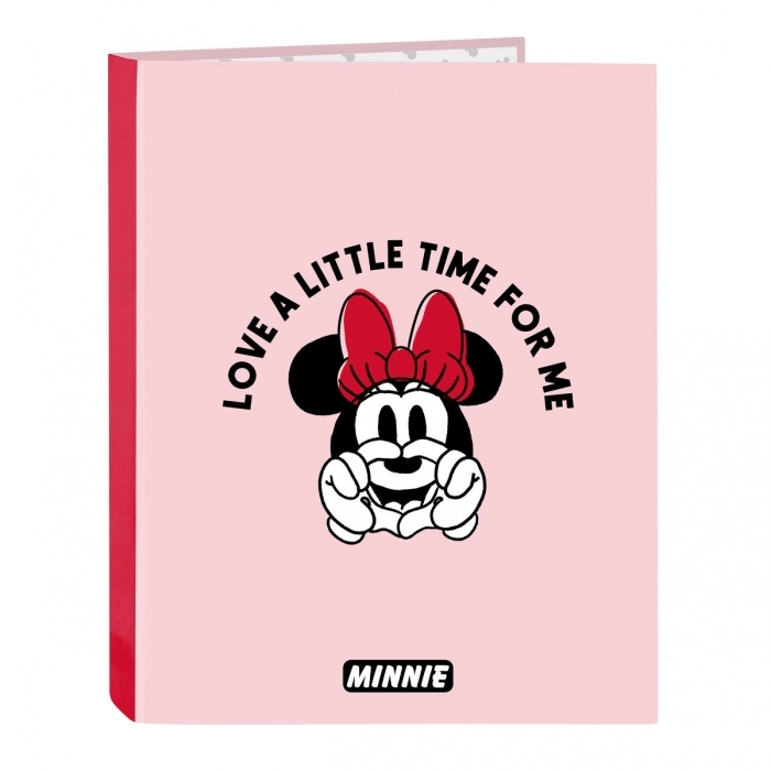 Carpeta de anillas Minnie Mouse Me time Rosa A4 (26.5 x 33 x 4 cm)