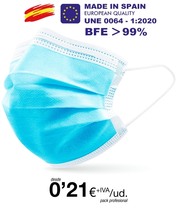 Mascarilas Higienicas tres Capas BFE 99,80% Calidad Premium Mascarilas Higienicas tres Capas BFE 99,80% Calidad Premium