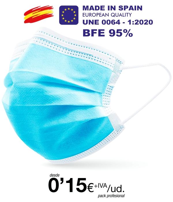 Mascarillas Higienicas tres Capas BFE 95% Mascarillas Higienicas tres Capas BFE 95%