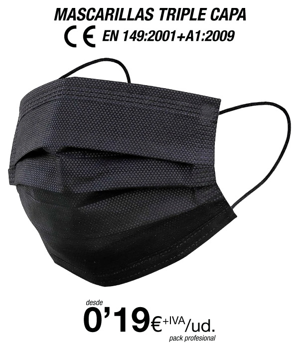 Mascarillas Higiénicas Negras de tres capas Mascarillas Higiénicas Negras de tres capas
