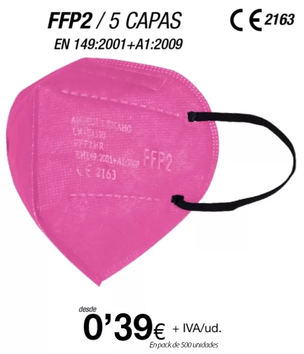 Mascarillas FFP2 Color Rosa, con certificación europea Mascarillas FFP2 Color Rosa, con certificación europea