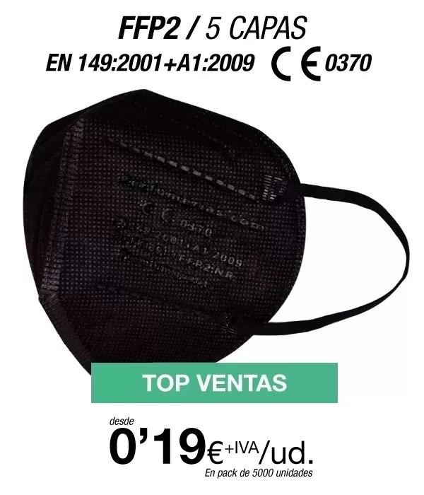 Mascarillas Autofiltrantes FFP2 5 Capas Color Negro con certificación europea Mascarillas Autofiltrantes FFP2 5 Capas Color Negro con certificación europea