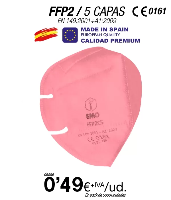 FFP2 Color Rosa Made in Spain Calidad Premium con certificación europea FFP2 Color Rosa Made in Spain Calidad Premium con certificación europea