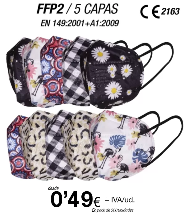 Mascarillas FFP2 Estampado Surtido con certificación europea Mascarillas FFP2 Estampado Surtido con certificación europea