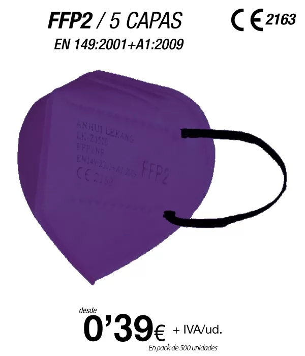 Mascarillas FFP2 Moradas, con certificación europea Mascarillas FFP2 Moradas, con certificación europea