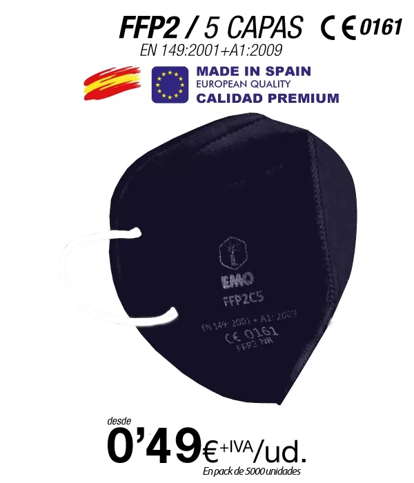 Mascarillas FFP2 Azul Marino Made in Spain Calidad Premium con certificado Mascarillas FFP2 Azul Marino Made in Spain Calidad Premium con certificado