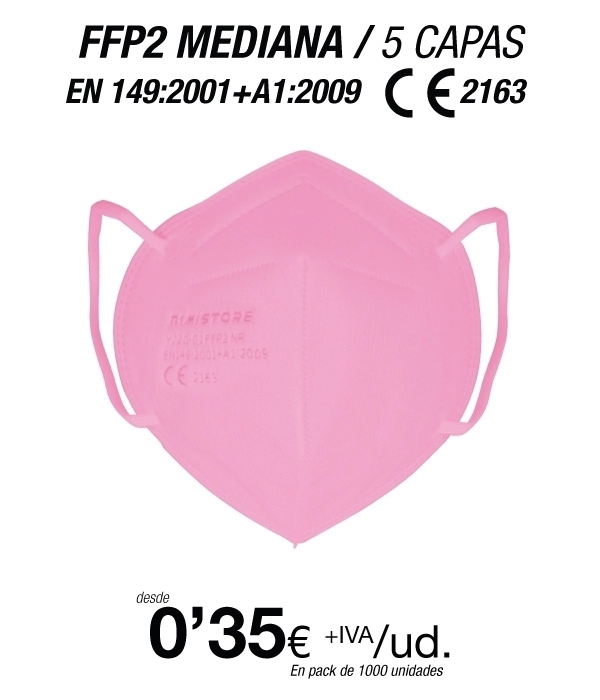 FFP2 Rosa Talla Mediana (Especial para Adolecentes / Adultos con rasgos finos) FFP2 Rosa Talla Mediana (Especial para Adolecentes / Adultos con rasgos finos)
