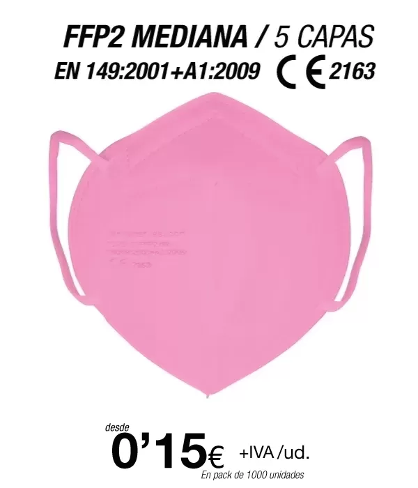 FFP2 Rosa Talla Mediana (Especial para Adolecentes / Adultos con rasgos finos) FFP2 Rosa Talla Mediana (Especial para Adolecentes / Adultos con rasgos finos)