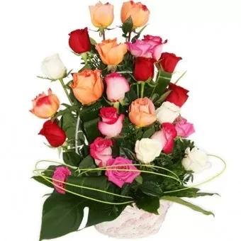 Cesta 25 Rosas Variadas Cesta 25 Rosas Variadas