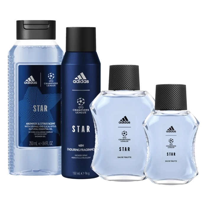 Set Adidas Uefa Star 100ml + 50ml + Deo Spray + Shower Gel 250ml