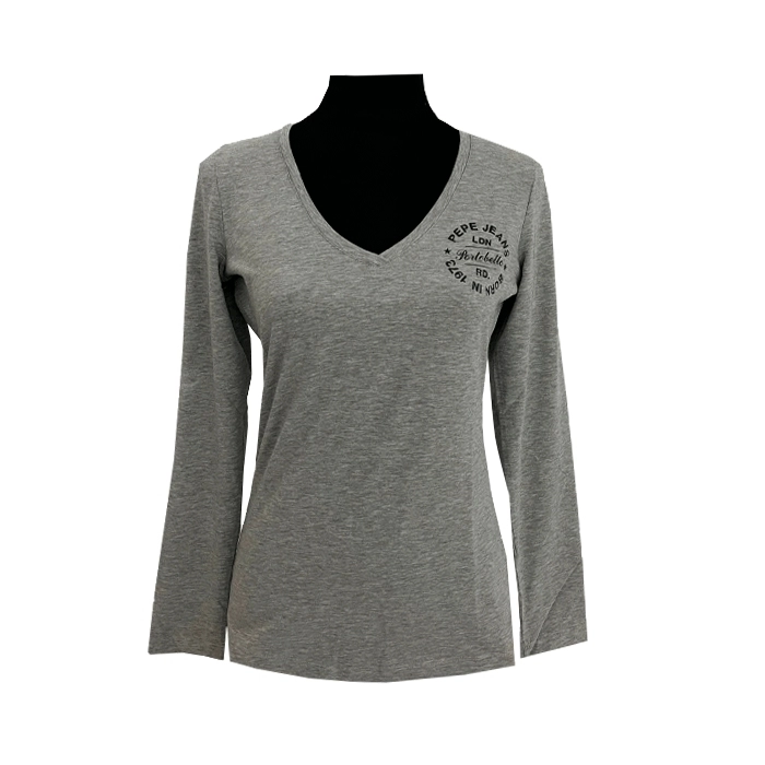 Camiseta Cuello en V Gris Plata Camiseta Cuello en V Gris Plata