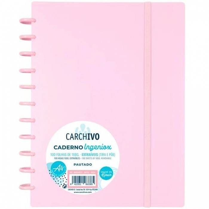 Cuaderno Carchivo Ingeniox Rosa A4 100 Hojas