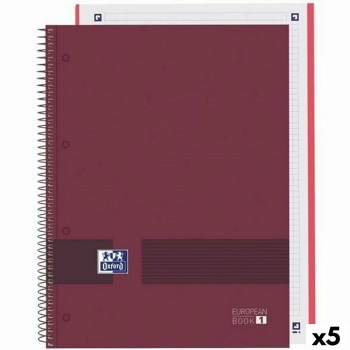 Cuaderno Oxford European Book Write&Erase Burdeos A4 80 Hojas 5 Unidades