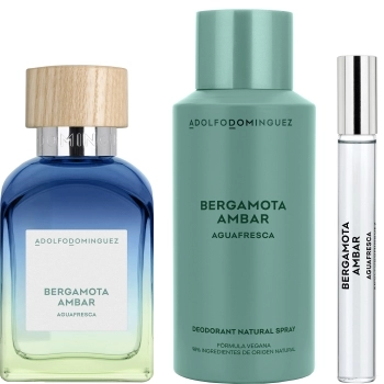 Set Agua Fresca Bergamota Ámbar 120ml + 10ml + Deo Spray 150ml