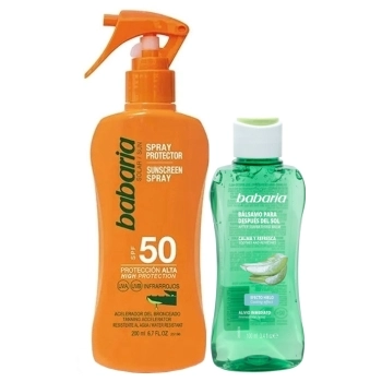Set Spray Protector SPF50 Aloe 200ml + Bálsamo After Sun Efecto Hielo 100ml