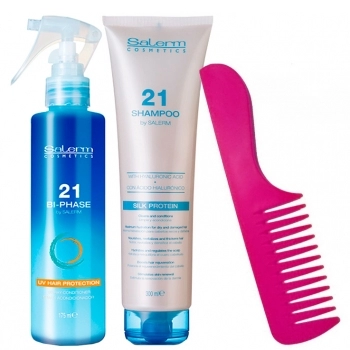 Set 21 Shampoo Silk Protein 300ml + 21 Bi-Phase Cont 200ml + Peine