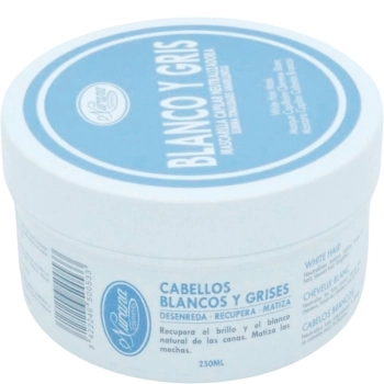 Blanco y Gris Mascarilla Capilar Neutralizadora