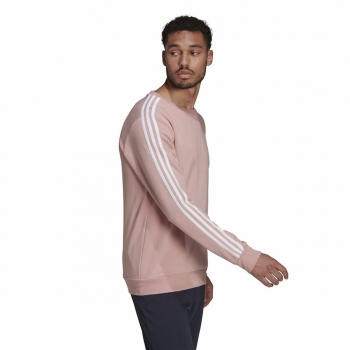 Sudadera sin Capucha Hombre Adidas Essentials French Terry 3 Stripes Rosa