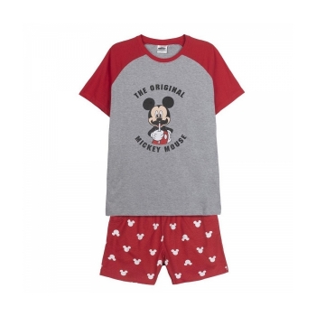 Pijama de Verano Mickey Mouse Rojo Gris Hombre