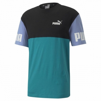 Camiseta de Manga Corta Hombre Puma Power Colorblock Negro Azul Lila Camiseta de Manga Corta Hombre Puma Power Colorblock Negro Azul Lila