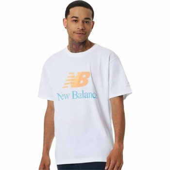 Camiseta de Manga Corta Hombre New Balance Essentials Celebrate White Blanco