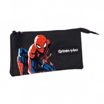 Portatodo Triple Spiderman Hero Negro (22 x 12 x 3 cm)