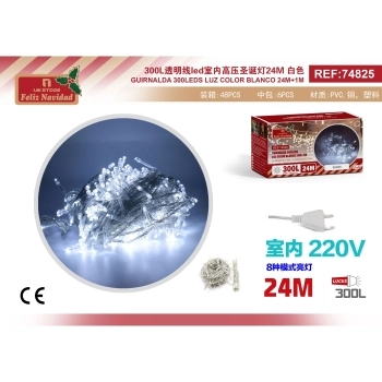 GUIRNALDA 300LEDS LUZ COLOR BLANCO 24M+1M