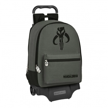 Mochila Escolar con Ruedas The Mandalorian 632158313 Negro Gris (32 x 43 x 14 cm