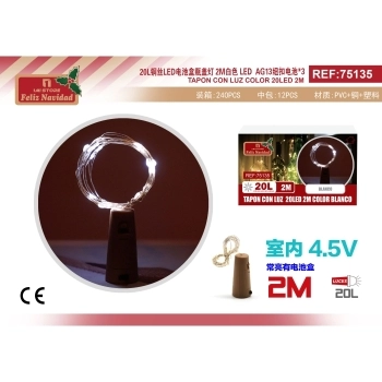 TAPON CON LUZ  20LED 2M COLOR BLANCO
