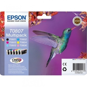 Cartucho de Tinta Original (pack de 4) Epson Multipack T0807 6 colores Multipack