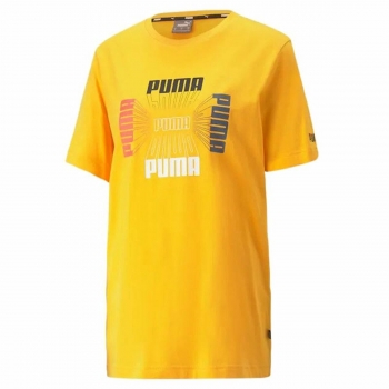 Camiseta de Manga Corta Hombre Puma Essential Logo Repeat Graphic Amarillo