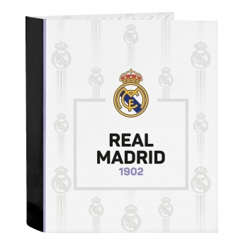Carpeta de anillas Real Madrid C.F. Negro Blanco A4 (27 x 33 x 6 cm)