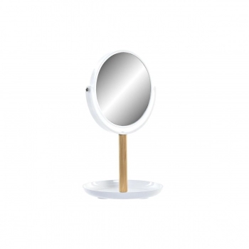 Espejo DKD Home Decor Natural Aluminio Blanco Bambú PS (17 x 17 x 31 cm)