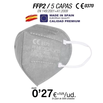 Mascarillas FFP2 Gris Made in Spain Calidad Premium con certificado