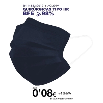 Mascarillas Quirúrgicas Tipo IIR 3 capas Azul Oscuro Mascarillas Quirúrgicas Tipo IIR 3 capas Azul Oscuro