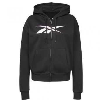 Chaqueta Deportiva para Mujer Reebok Training Essentials Vector Full-Zip Negro Chaqueta Deportiva para Mujer Reebok Training Essentials Vector Full-Zip Negro