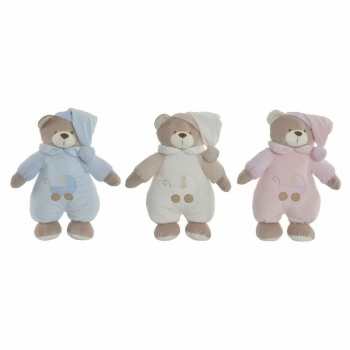 Oso de Peluche DKD Home Decor Beige Poliéster Celeste Rosa claro (3 pcs) (24 x 1