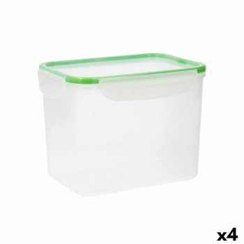Fiambrera Hermética Quid Greenery Transparente Plástico (3,7 L) (Pack 4x)
