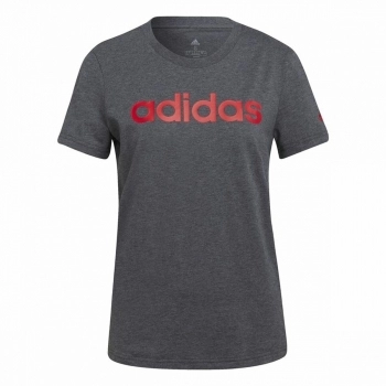 Camiseta de Manga Corta Mujer Adidas Loungewear Essentials Logo Gris oscuro