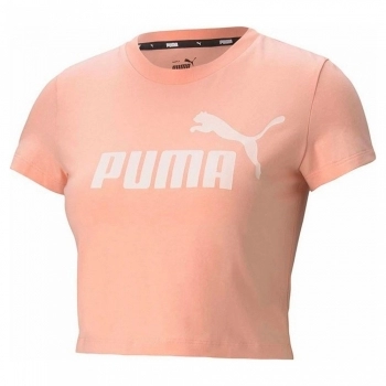 Camiseta Puma Essentials Slim Logo Rosa Salmón
