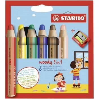 Lápices de colores Stabilo Woody Multicolor 3 en 1 6 Piezas