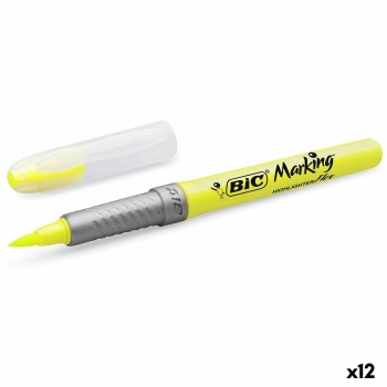 Marcador Fluorescente Bic Highlighter Flex Amarillo 12 Unidades