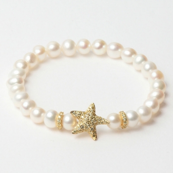 Pulsera Mujer Lancaster JLA-BR-STAR-6-WH Dorado Blanco Plata de ley 16 mm